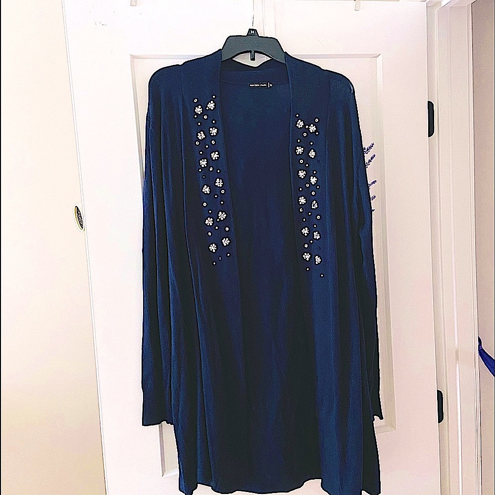 Navy embellished cardigan